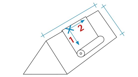 4. Informatie over de positionering en de uitrolrichting (overlangs en dwars)